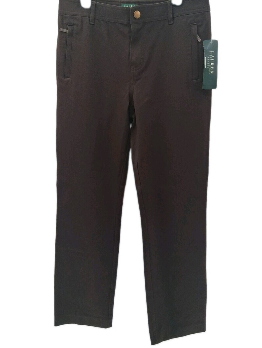 Lauren Ralph Lauren Dress Pants Womens 4 Petite Brown Stretch Fall Classic